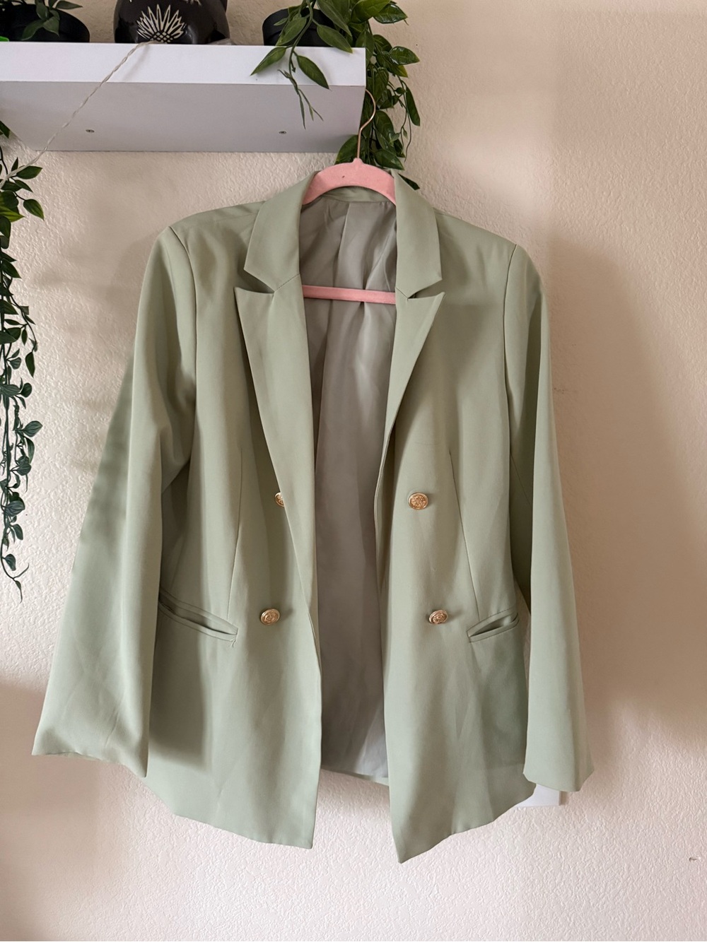 Women's Double-Breasted Light Green Blazer
